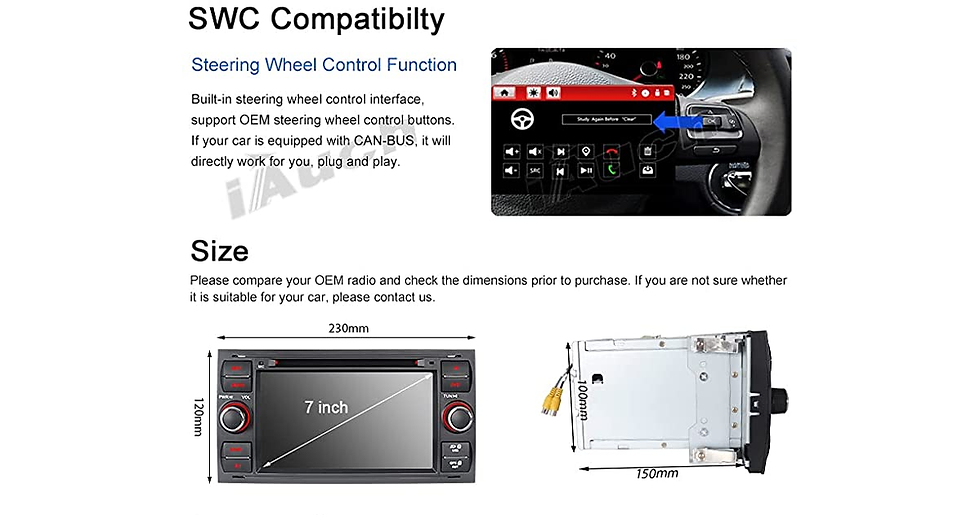 Thumbnail: Iauch Built-In DAB+ Radio Autolink GPS Navigation Car Stereo 7'' Touch Screen Bl