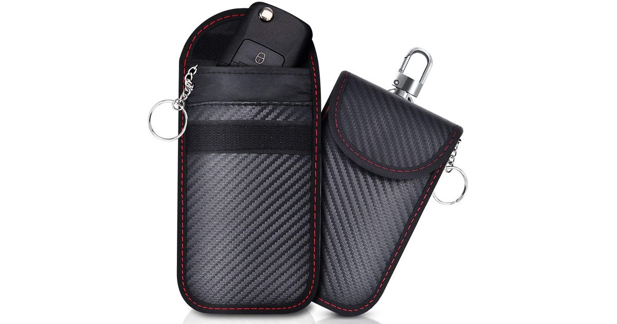 Lanpard 2 Pack Small Faraday Pouch with Hook Securing Keyring, RFID Signal Block