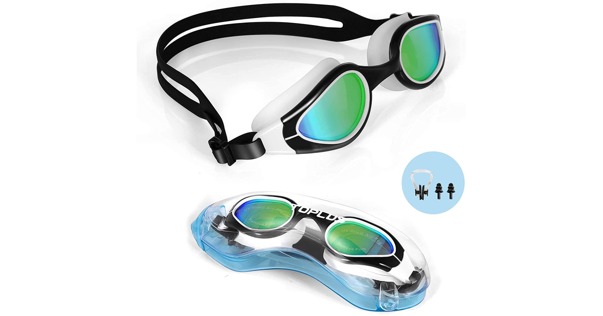 TOPLUS Swimming Goggles, No Leaking anti Fog UV Protection Swim Goggles Soft Silicone Nose Bridge for Men, Women, Junior, Kids