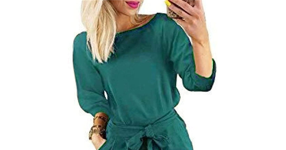 Thumbnail: Smile Fish Women'S Striped Elegant Short Sleeve Midi Dresses Pockets Casual Penc