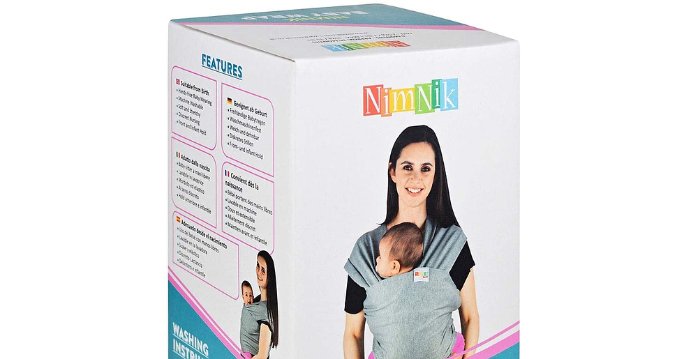 Thumbnail: Nimnik Baby Sling Wrap Carrier - Natural Cotton Multi Position Soft Sling for Ne