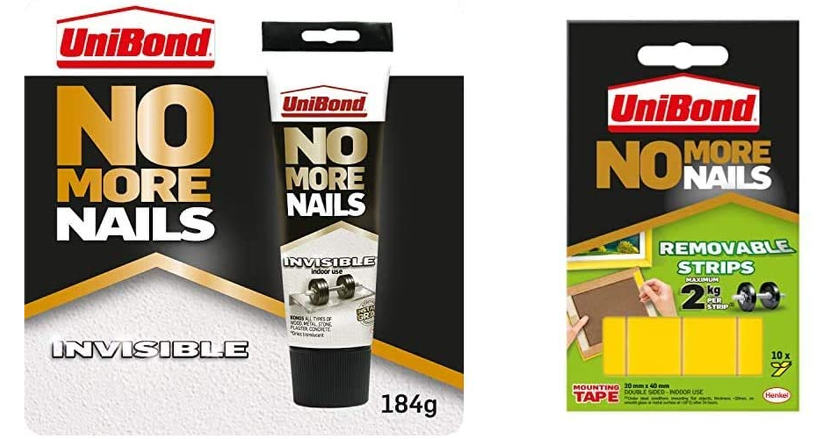 Unibond No More Nails Invisible, Heavy-Duty Clear Glue & No More Nails Permanent