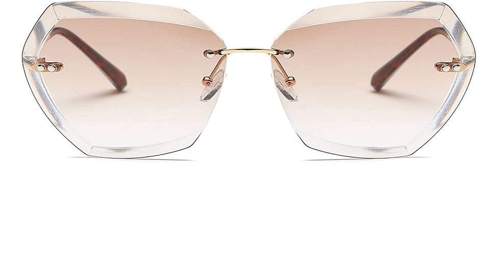 Thumbnail: Kimorn Sunglasses for Women Oversized Rimless Diamond Cutting Lens Classic Eyewe
