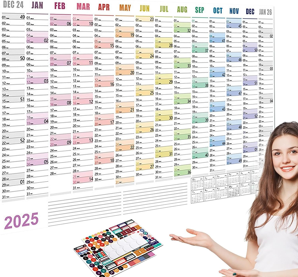 Thumbnail: 2025 Wall Planner Full Year Wall Planner 2025 UK - Wall Calendar Family Planner 
