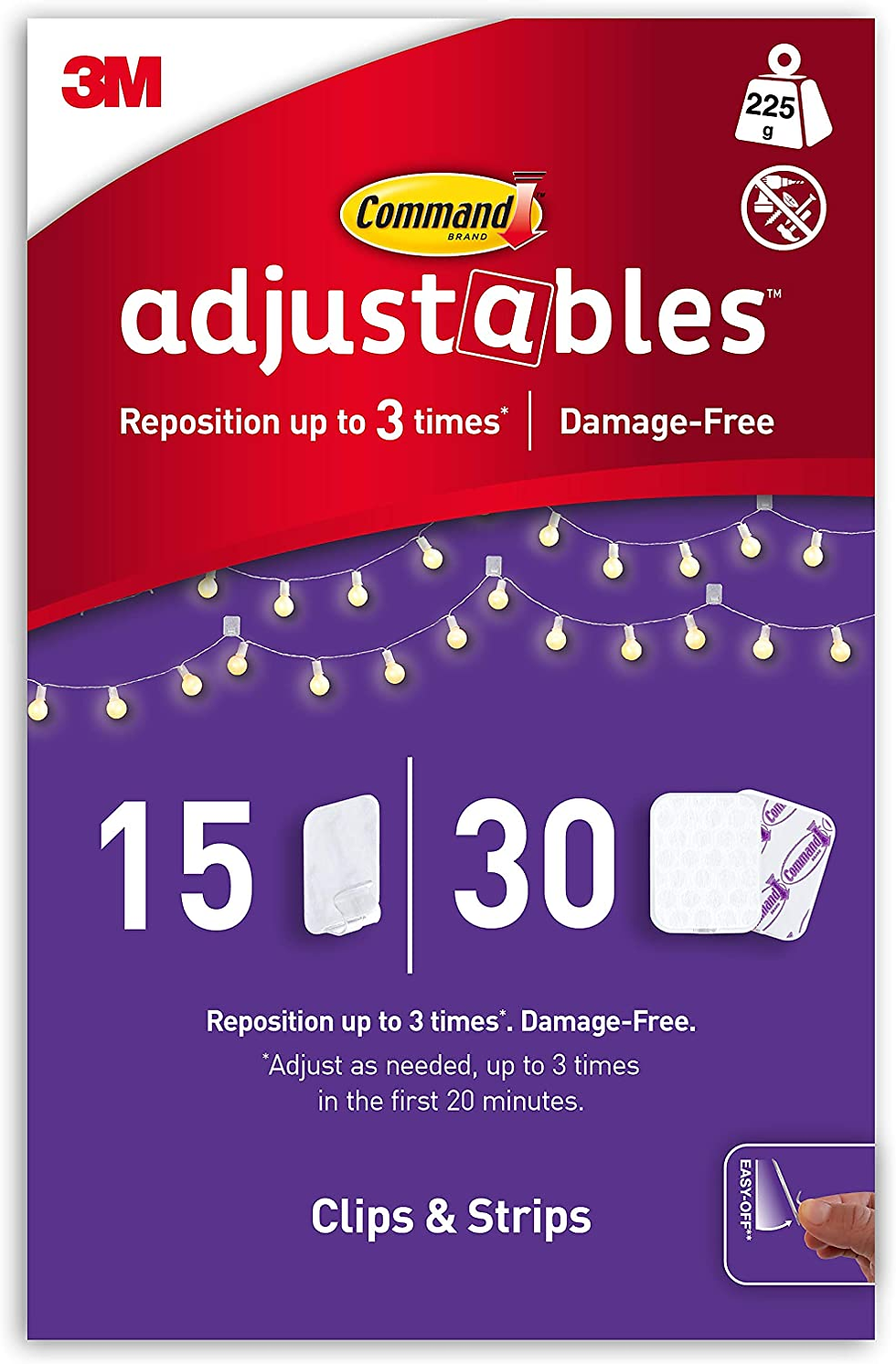 Thumbnail: Command Decorating Clips, Value Pack of 40 Mini Hooks and 48 Small Adhesive Stri