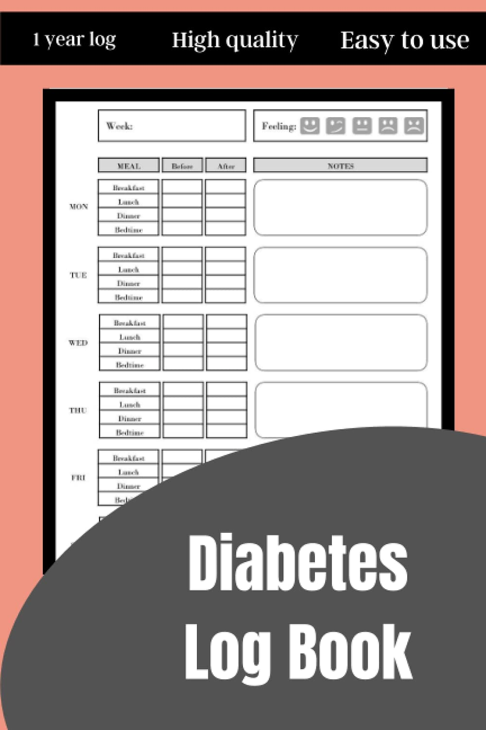 Thumbnail: Diabetes Log Book: 1-Year Daily Blood Sugar Level Tracking Book | Small & Compac
