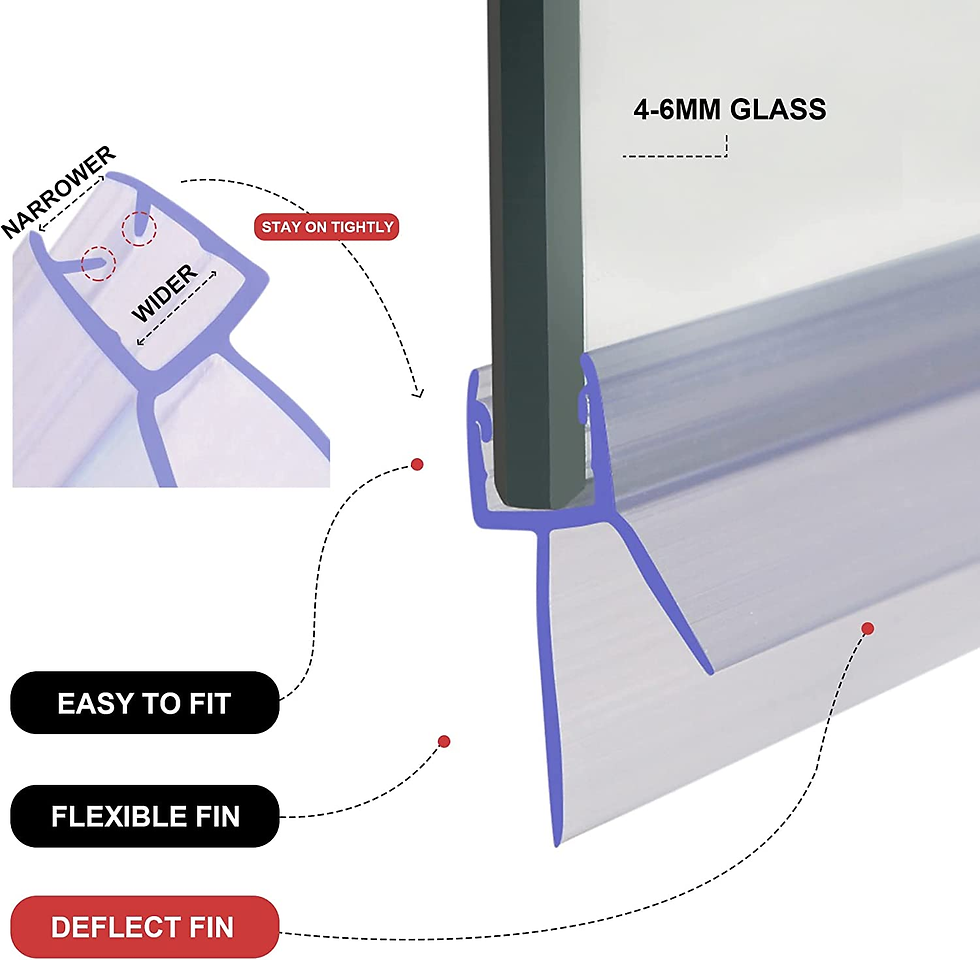 Thumbnail: Clear Bath Shower Screen Door Seal for 4-6Mm Glass up to 18Mm Gap