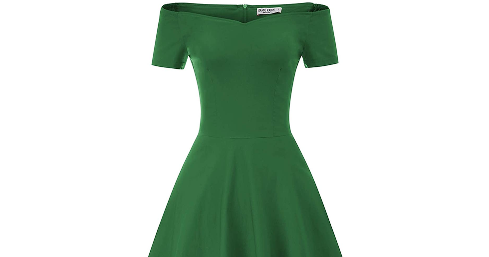 Thumbnail: GRACE KARIN Women 50S Vintage Hepburn Retro off Shoulder A-Line Dress Stretchy S