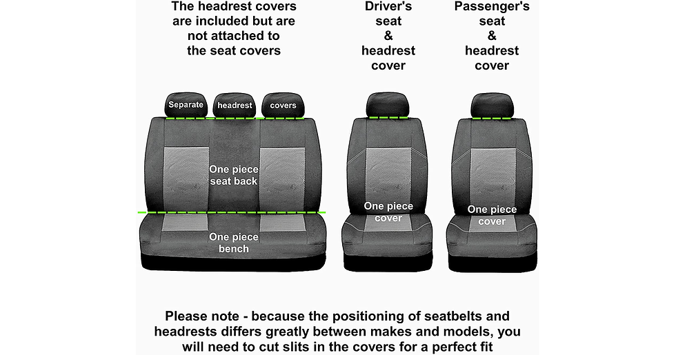 Thumbnail: Sakura Merton Black/Grey Front Seat and Headrest Covers SS3633 - Universal Fit E
