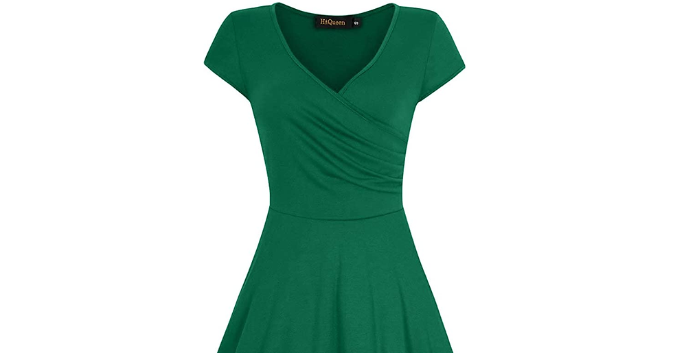 Thumbnail: Hiqueen Women V-Neck A-Line Fit Flare Swing Party Dress