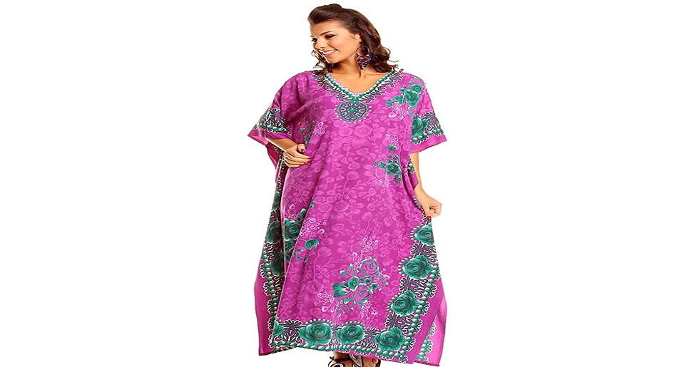 Thumbnail: New Ladies Oversized Maxi Kimono Kaftan Tunic Kaftan Dress Free Size