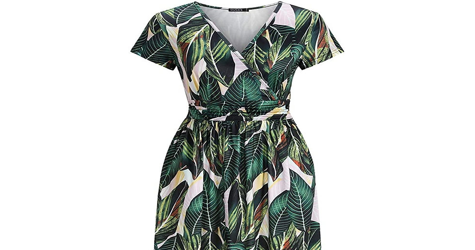 Thumbnail: OUGES Women'S Summer Casual V Neck Short/Long Sleeve Floral Pattern Wrap Ladies 