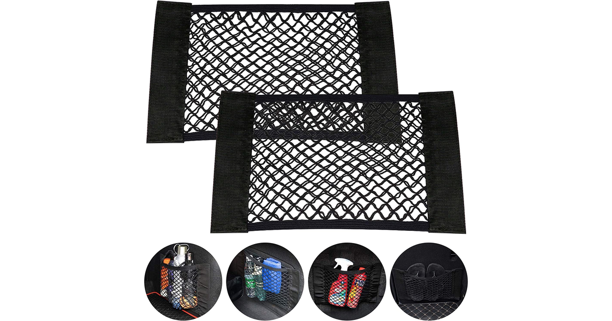 HAKACC Storage Net, 2 PCS Car Storage Mesh Bag Organiser for Bottles Groceries B