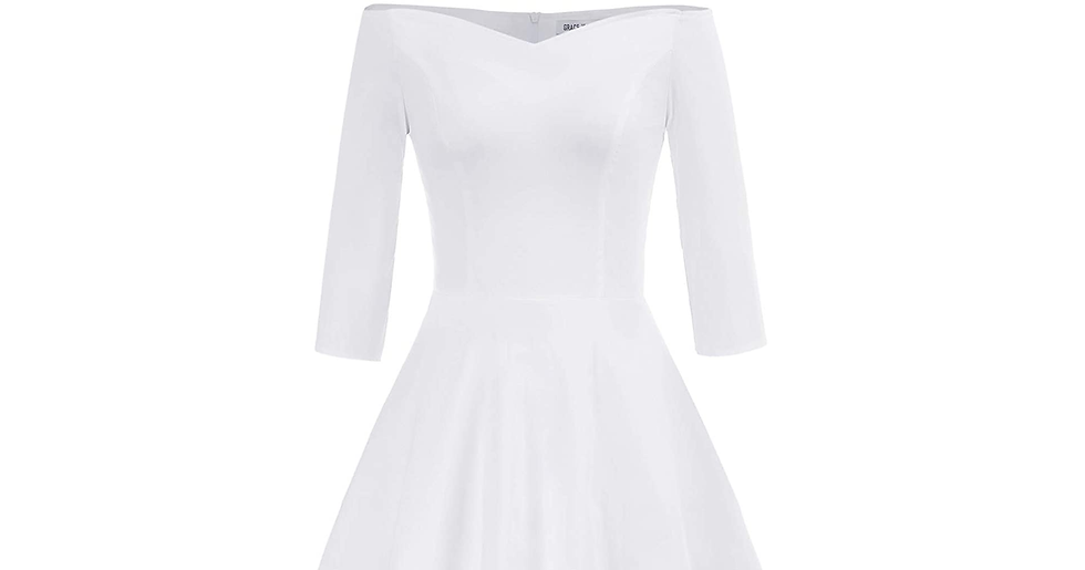 Thumbnail: GRACE KARIN Women 50S Vintage Hepburn Retro off Shoulder A-Line Dress Stretchy S