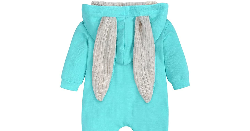 Thumbnail: Kids Tales Newborn Baby Winter Warm Outfits Cute Rabbit Ear Hooded Zipper Romper