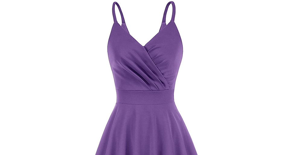 Thumbnail: GRACE KARIN Women Retro V-Neck Spaghetti Dress A-Line Flared Party Prom Cami Dre