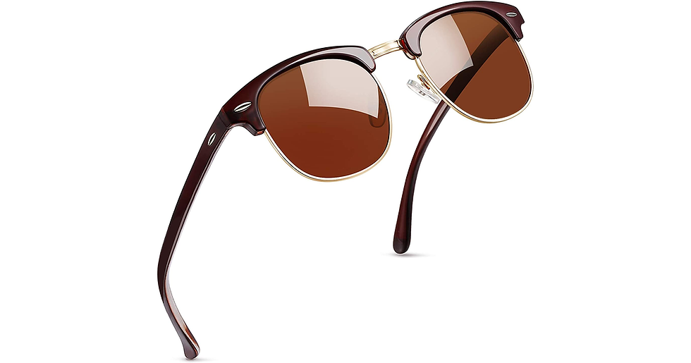 Thumbnail: Joopin Semi-Rimless Polarised Sunglasses Man - UV400 Protection Retro Half Frame