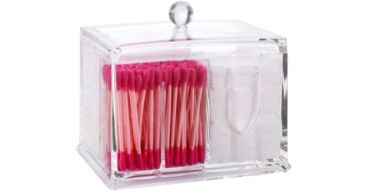 Putwo Cotton Pads Holder Makeup Organizer Cosmetics Makeup Cotton Swab Holder Co