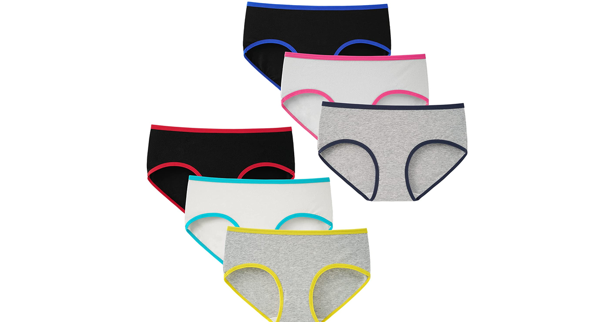 INNERSY Teen Girls Knickers Soft Cotton Underwear Mid Waist Assorted Panties for Teenager Age 10-16 (Pack of 6)