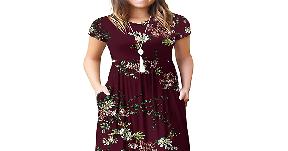 Thumbnail: GRECERELLE Womens Maxi Dress Ladies' Summer Casual Short Sleeve Long Dresses wit
