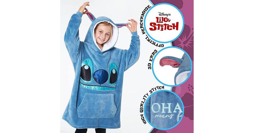 Thumbnail: Disney Hoodies for Girls, Kids Oversized Hoodie Blanket, Stitch Disney Gifts