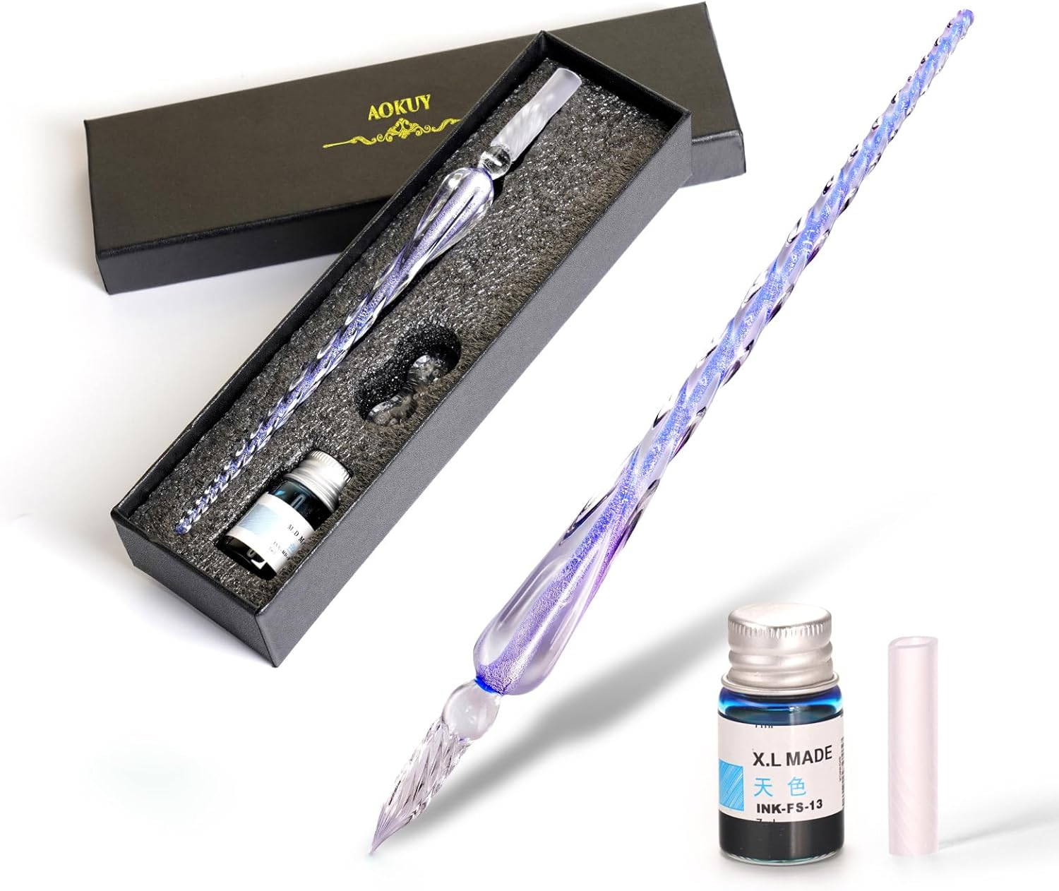 Glass Dip Pen Set,Calligraphy Pen,Crystal Signature Pen for Art, Writing, Signat
