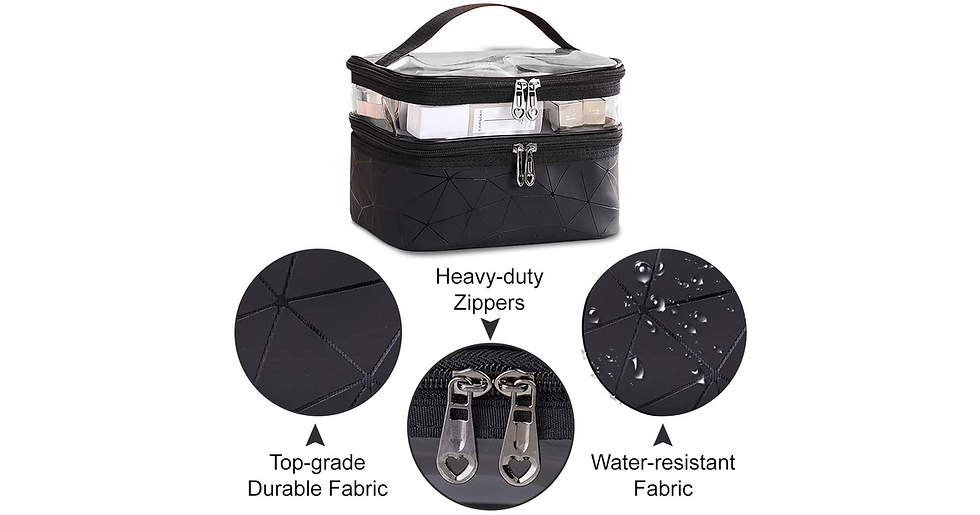 Thumbnail: Double Layer Makeup Bag with Separate Pocket, Travel Organizer for Cosmetic Brus