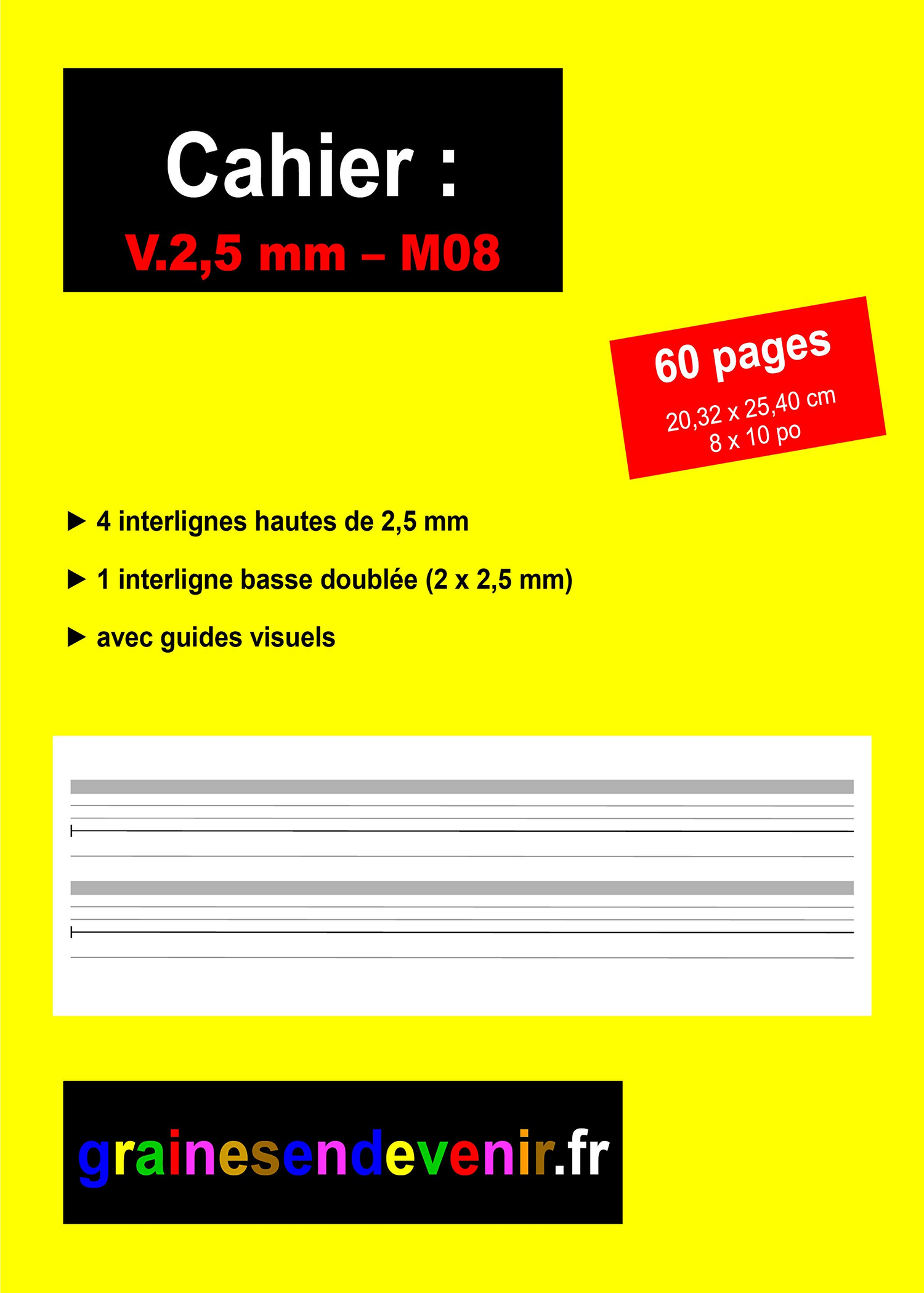 Cahier : V.2,5 Mm – M08: CAHIER D’ÉCRITURE VIERGE V.2,5 Mm - M08 .book