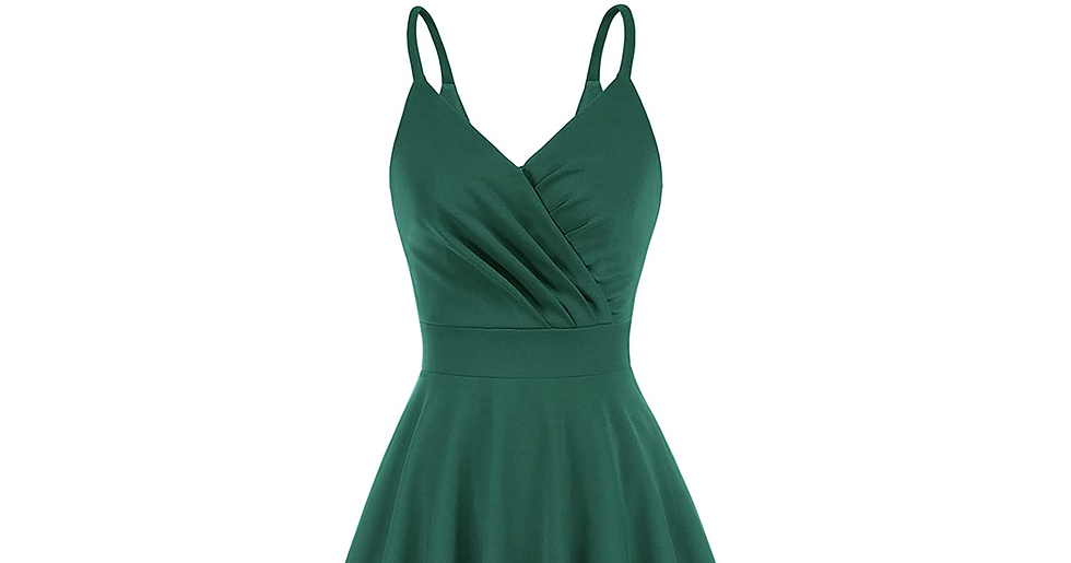 Thumbnail: GRACE KARIN Women Retro V-Neck Spaghetti Dress A-Line Flared Party Prom Cami Dre