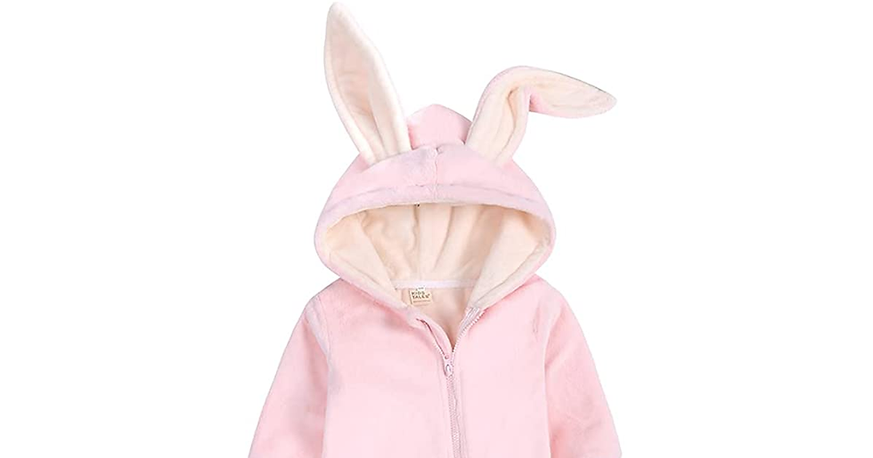 Thumbnail: Kids Tales Newborn Baby Winter Warm Outfits Cute Rabbit Ear Hooded Zipper Romper