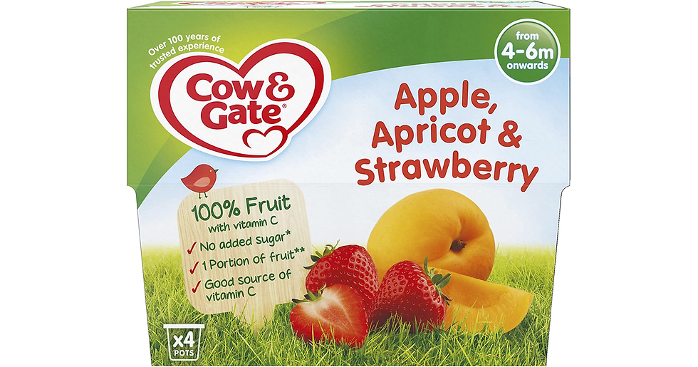 Thumbnail: Cow & Gate Apple Apricot & Strawberry, Baby Food Fruit Puree Pots, 4-6+ Months, 