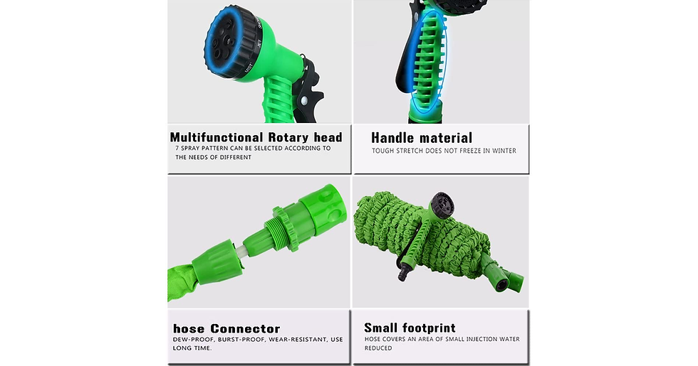 Thumbnail: 100FT Expanding Garden Water Hose Pipe with 7 Function Spray Gun Expandable Flex
