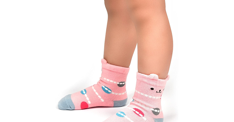 Thumbnail: 12 Pairs Toddler Girl Non Skid Socks Cute Cotton with Grips, Baby Girls Anti-Ski