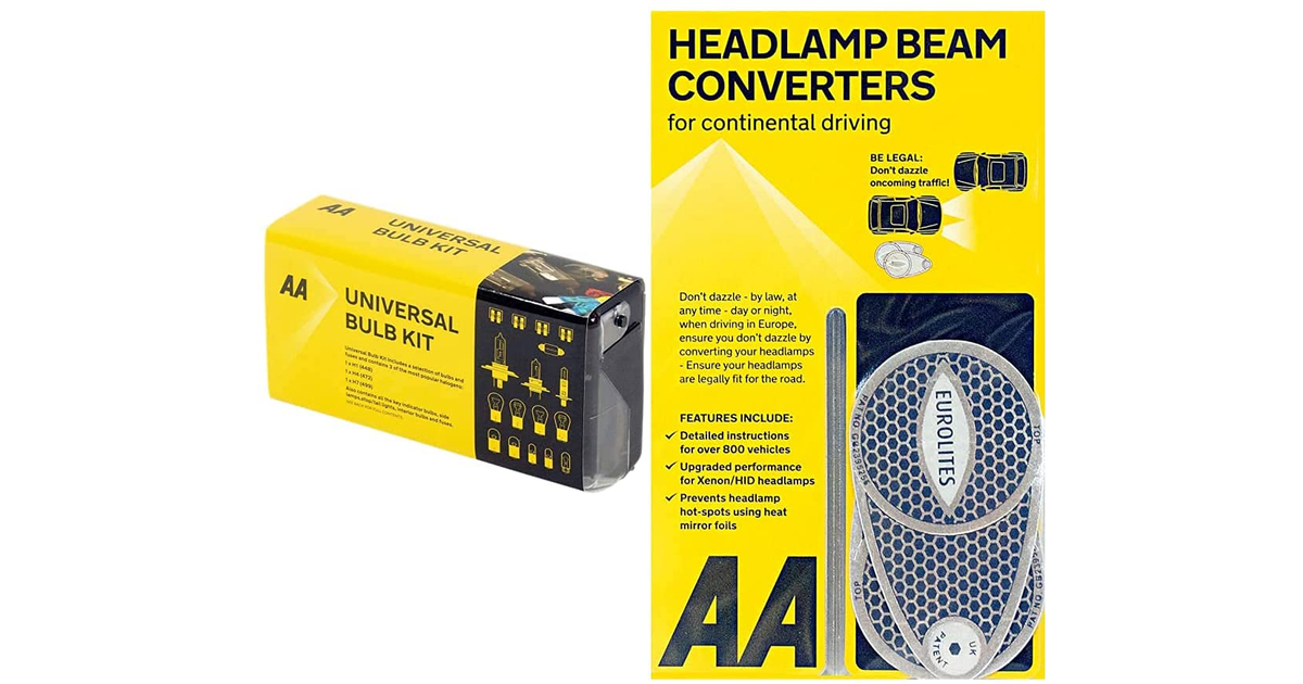 AA Universal Bulb Kit - Clear/Red/Silver & Car Headlamp Headlight Beam Converter