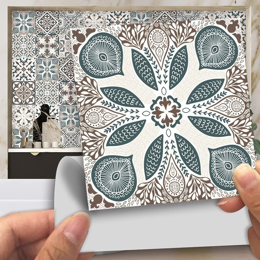 20Pcs Vintage Victorian Tile Stickers, Kitchen Bathroom Wall Tile Stickers Peel 