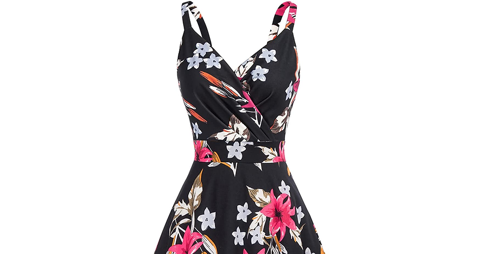 Thumbnail: GRACE KARIN Women Retro V-Neck Spaghetti Dress A-Line Flared Party Prom Cami Dre