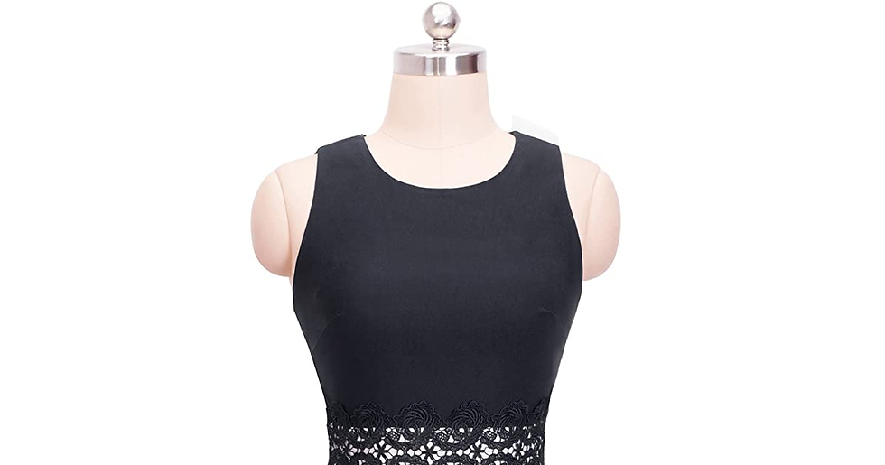 Thumbnail: HOMEYEE Women'S Vintage Crew Neck Sleeveless Floral Embroidered Knee Length Cock