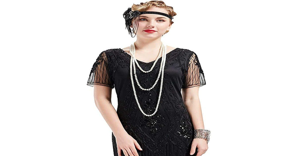 BABEYOND 1920S Flapper Fringed Sequin Dress Roaring 20S Fancy Dress Gatsby Costu