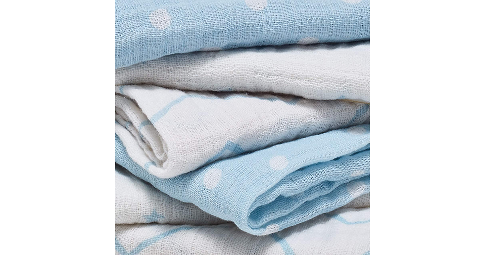 Thumbnail: Bloomsbury Mill - Pack of 6 - 100% Organic Cotton Muslin Squares – Breathable & 
