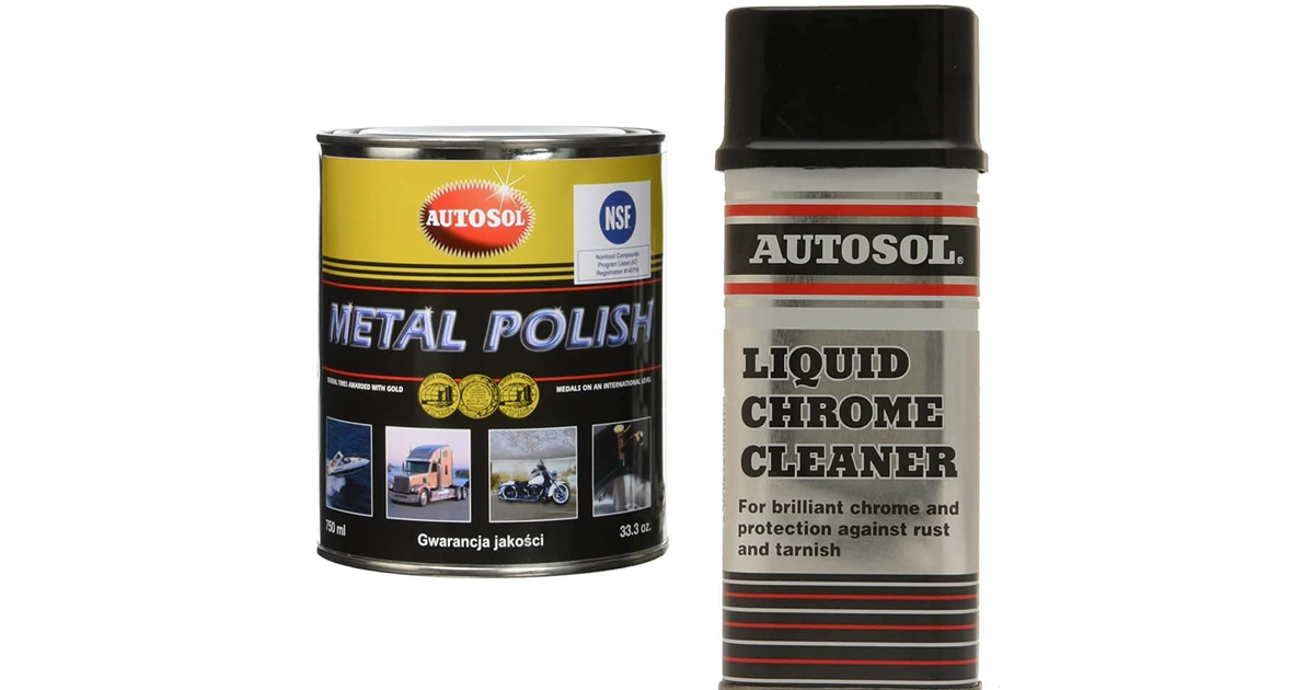Autosol GV0402 Metal Polish, 750 Ml & 0401A 250Ml Liquid Chrome Cleaner