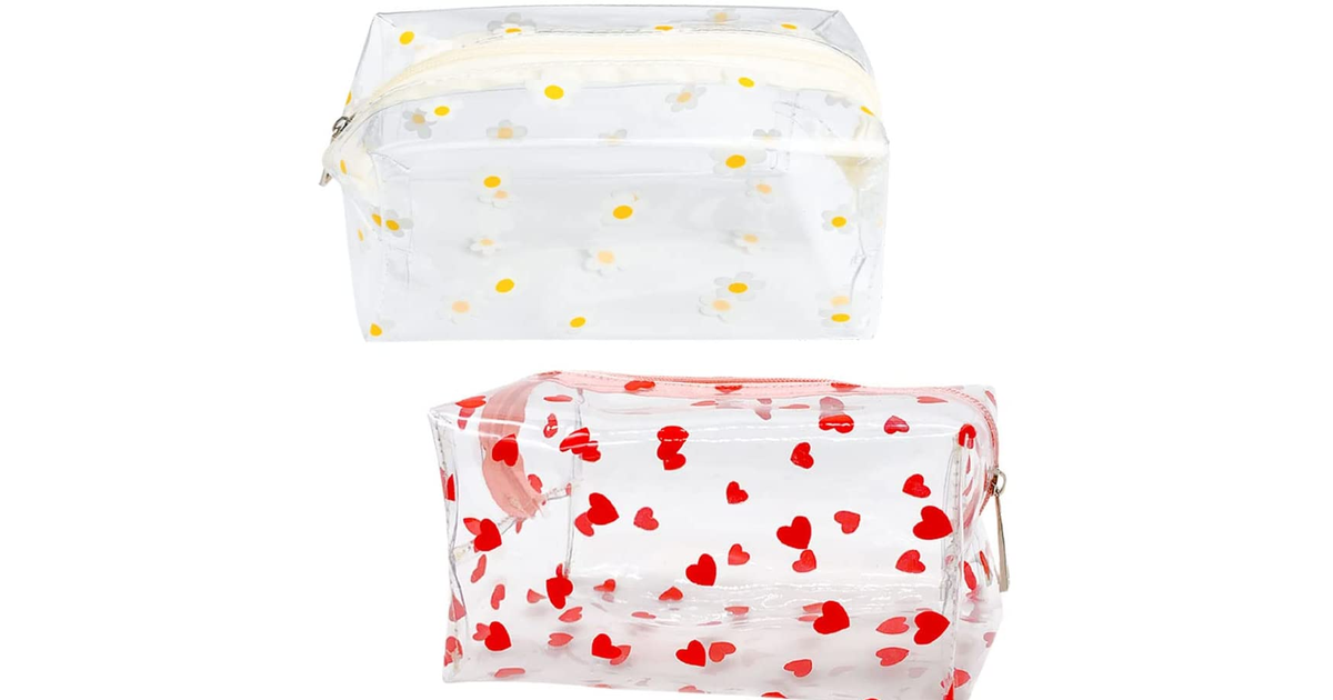Clear Cosmetic Bags, 2Pcs Clear Cute PVC Fruit Makeup Bag Cute Travel Wash Cosme