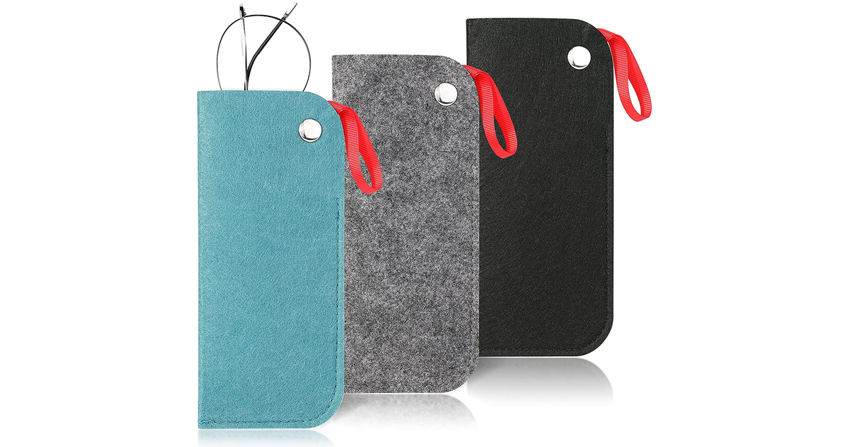 Hifot Soft Eyeglasses Case 3 Pack, Felt Portable Travel Slip in Eyeglasses Case,