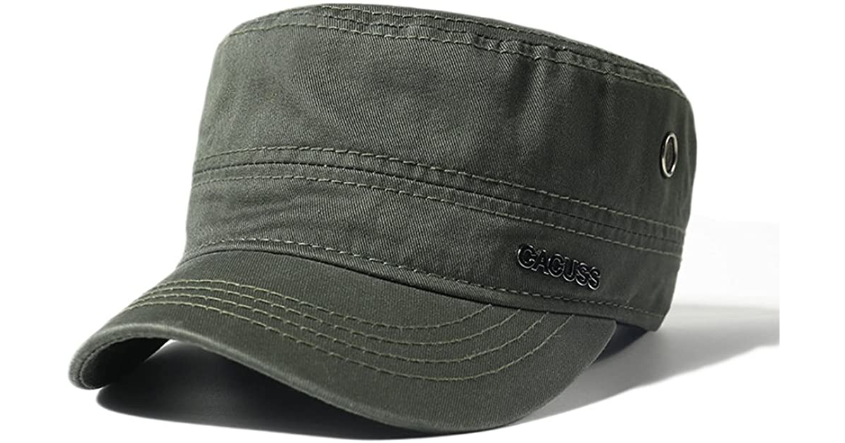 CACUSS Men'S Cotton Army Cap Cadet Hat Trucker Dad Hat Military Flat Top Adjustable Classic Baseball Cap