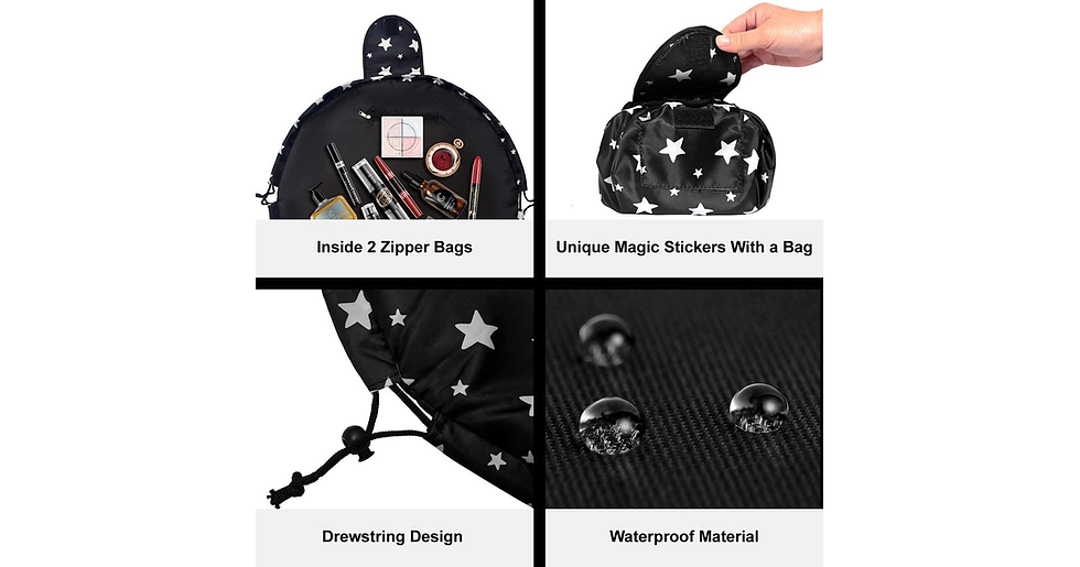 Thumbnail: Lazy Drawstring Makeup Bags, Large Capacity Waterproof Travel Portable Cosmetic 