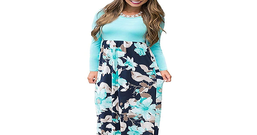 Thumbnail: AUSELILY Women Long Sleeve Loose Plain plus Size Maxi Dresses Casual Long Dresse
