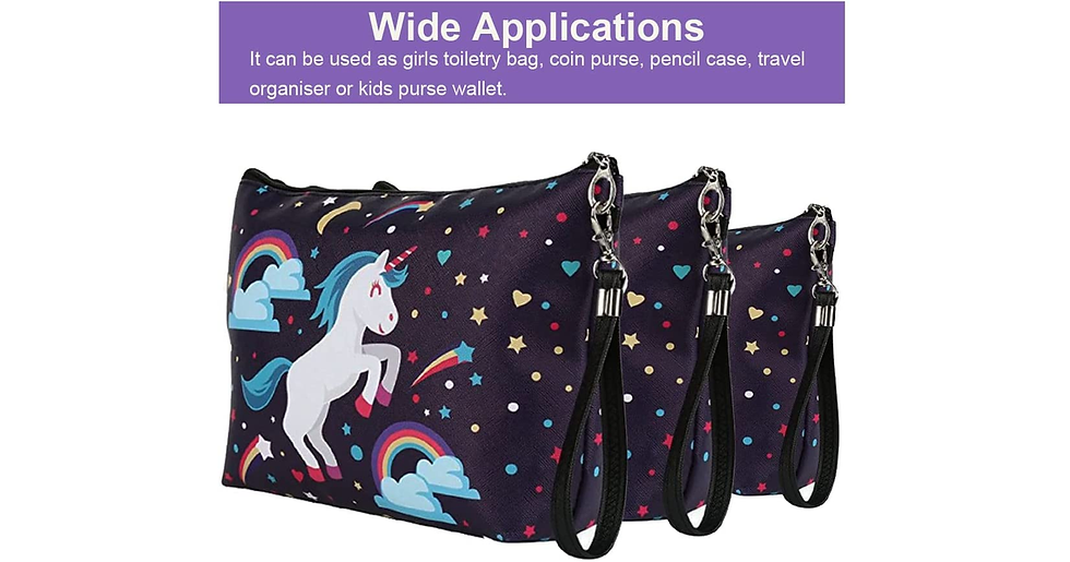 Thumbnail: Panlom® Pack 3 Unicorn Girls Toiletry Bag Waterproof PU Wash Bag for Kids Girls 