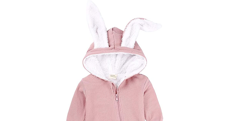 Thumbnail: Kids Tales Newborn Baby Winter Warm Outfits Cute Rabbit Ear Hooded Zipper Romper