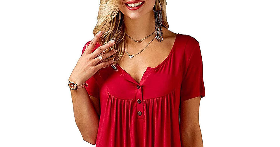 Thumbnail: Florboom Womens Casual Long/Short Sleeve Tops Loose Pleated Tunic Shirts