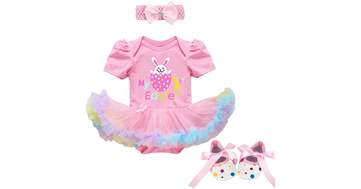 FYMNSI Newborn Baby Girl 1St Easter Outfit Infant Toddler Kids My First Easter P