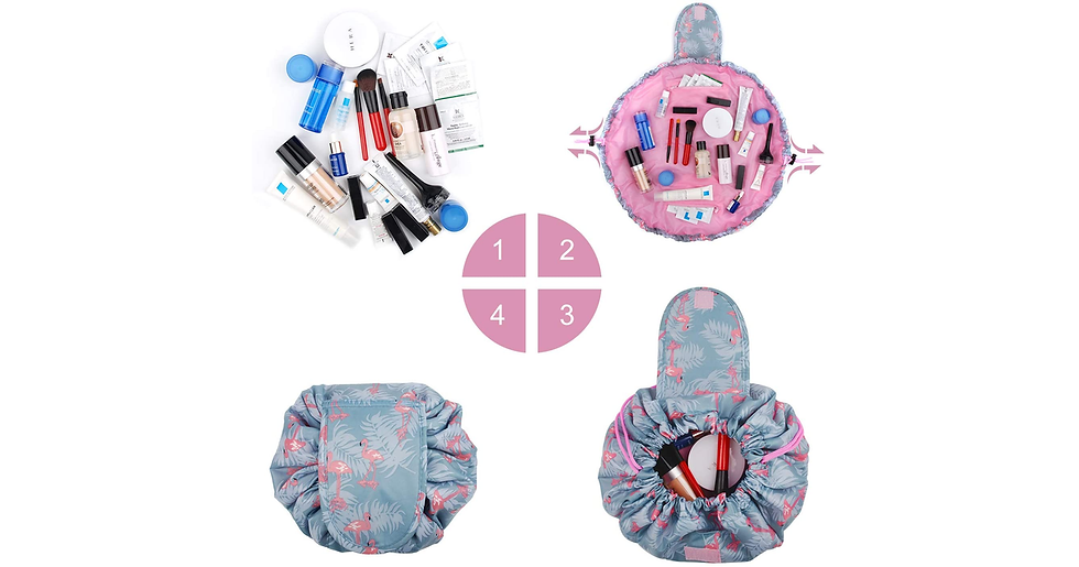 Thumbnail: Portable Lazy Drawstring Makeup Bag Travel Cosmetic Pouch Toiletry Organizer Wat